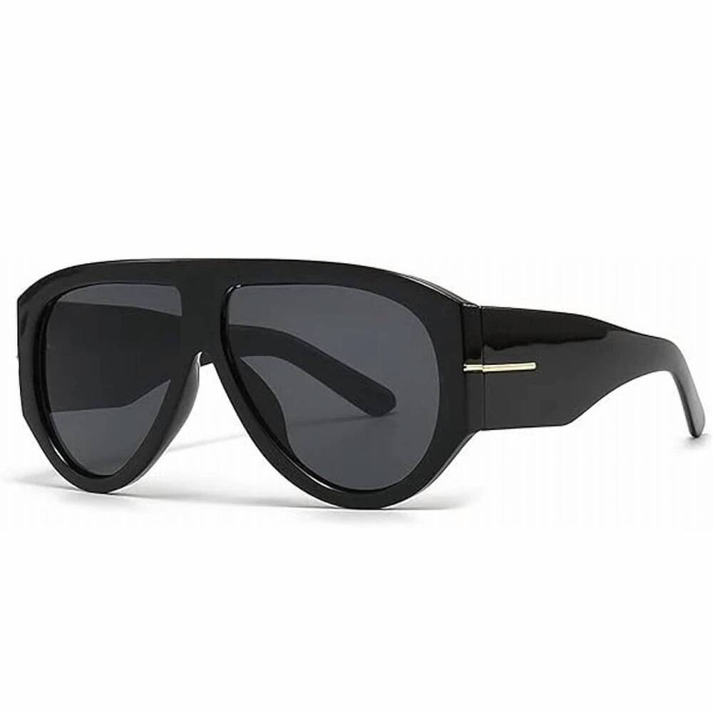 NEW OSAGAMA women's trendy retro oversized aviator sunglasses in black gray